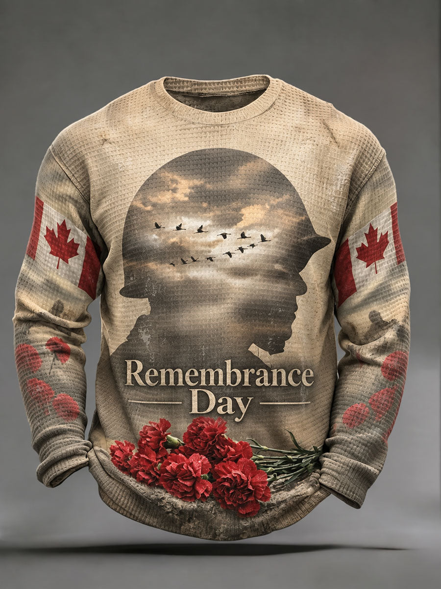 Men's Canada Remembrance Day Waffle-Knit Long-Sleeve T-Shirts