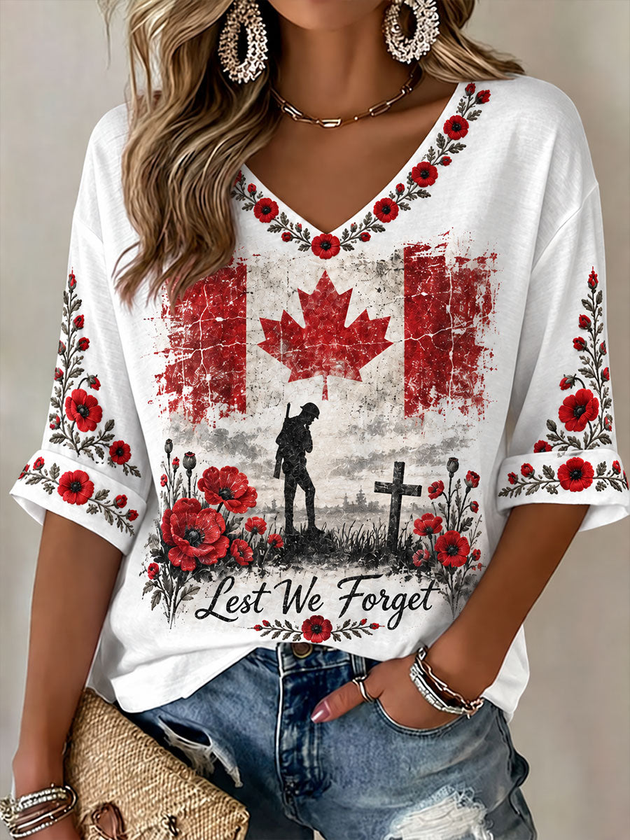 Women's Canada Remembrance Day Casual T-Shirt