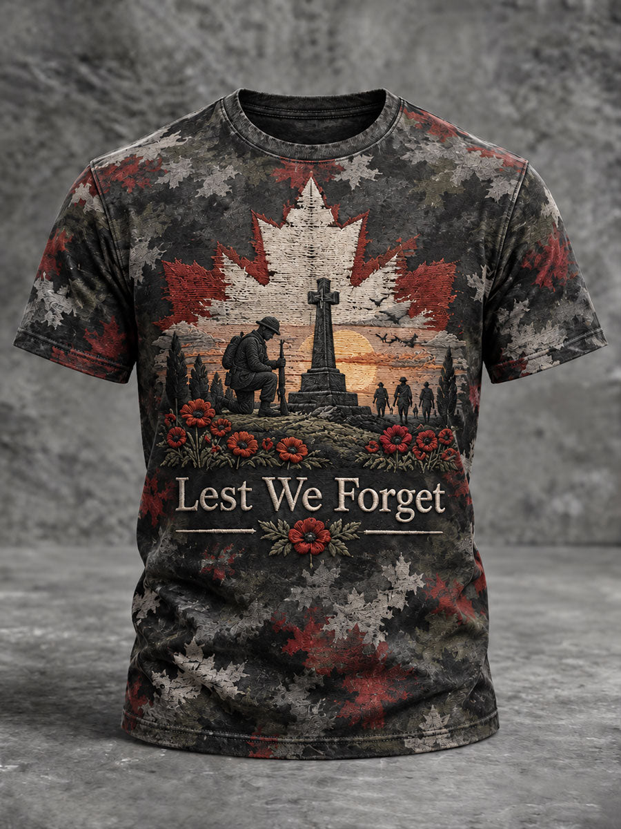 Men's Canada Remembrance Day Printed Casual T-Shirt
