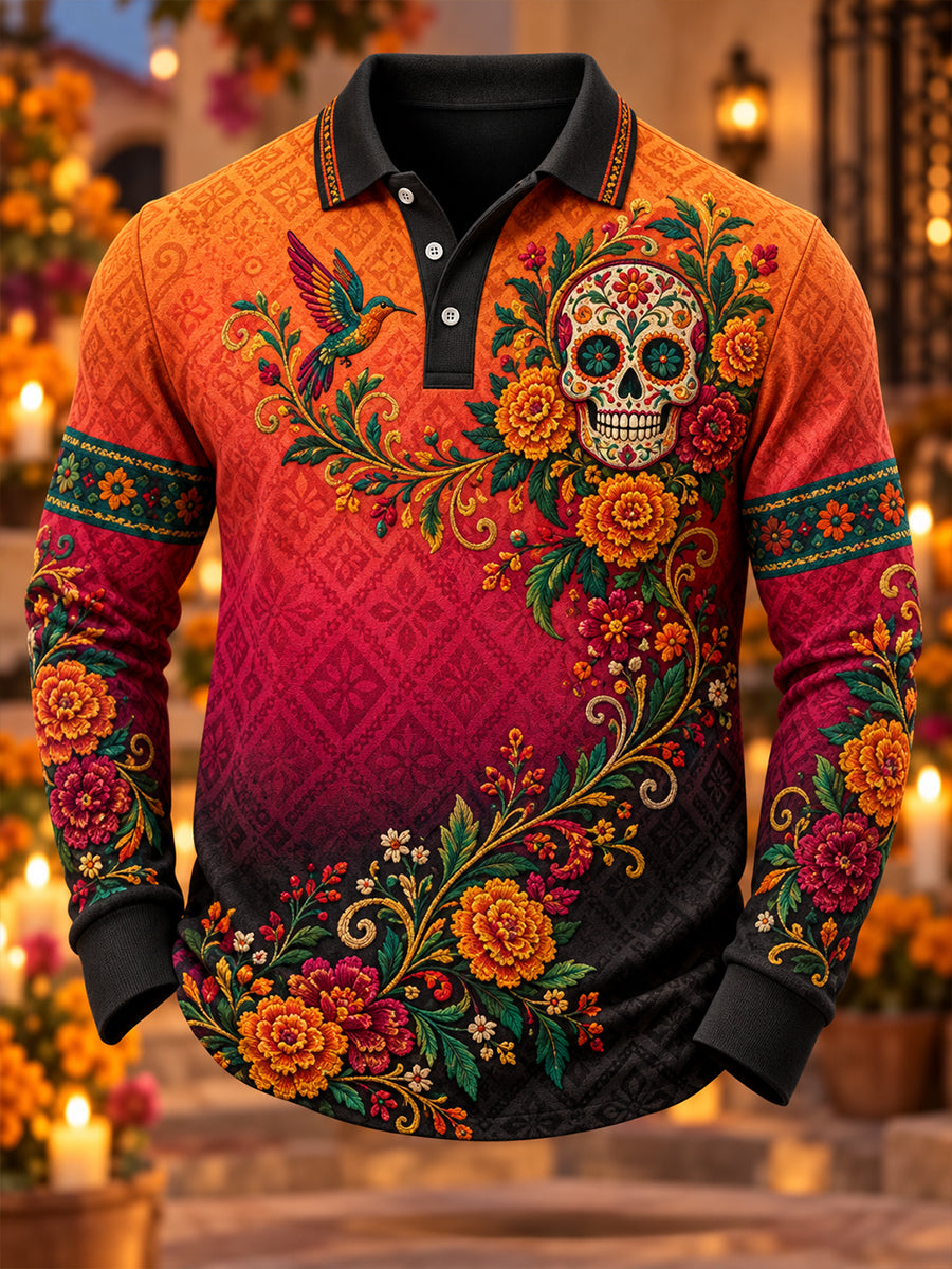 Men's Mexico's Day Of The Dead Long Sleeve Shirt