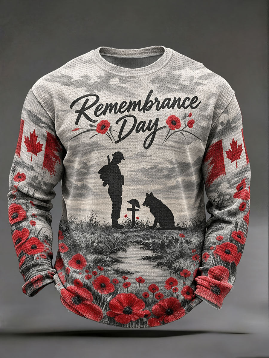 Men's Canada Remembrance Day Waffle-Knit Long-Sleeve T-Shirts