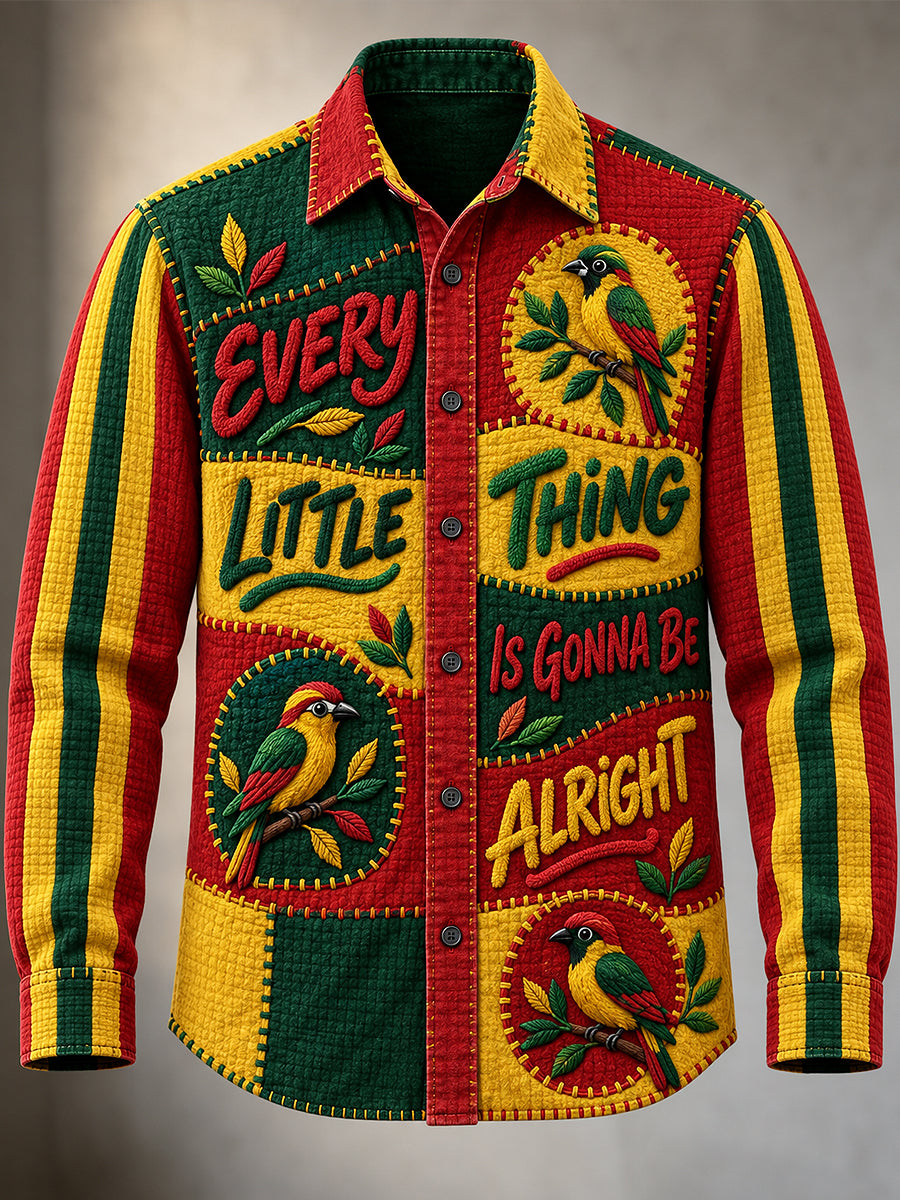 Men's EVERY LITTLE THING IS GONNA BE ALRIGHT Print Casual Long Sleeved Shirt