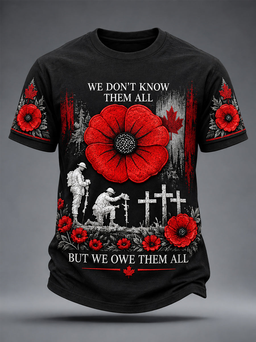 Men's Lest We Forget Canada Remembrance Day Print Tee