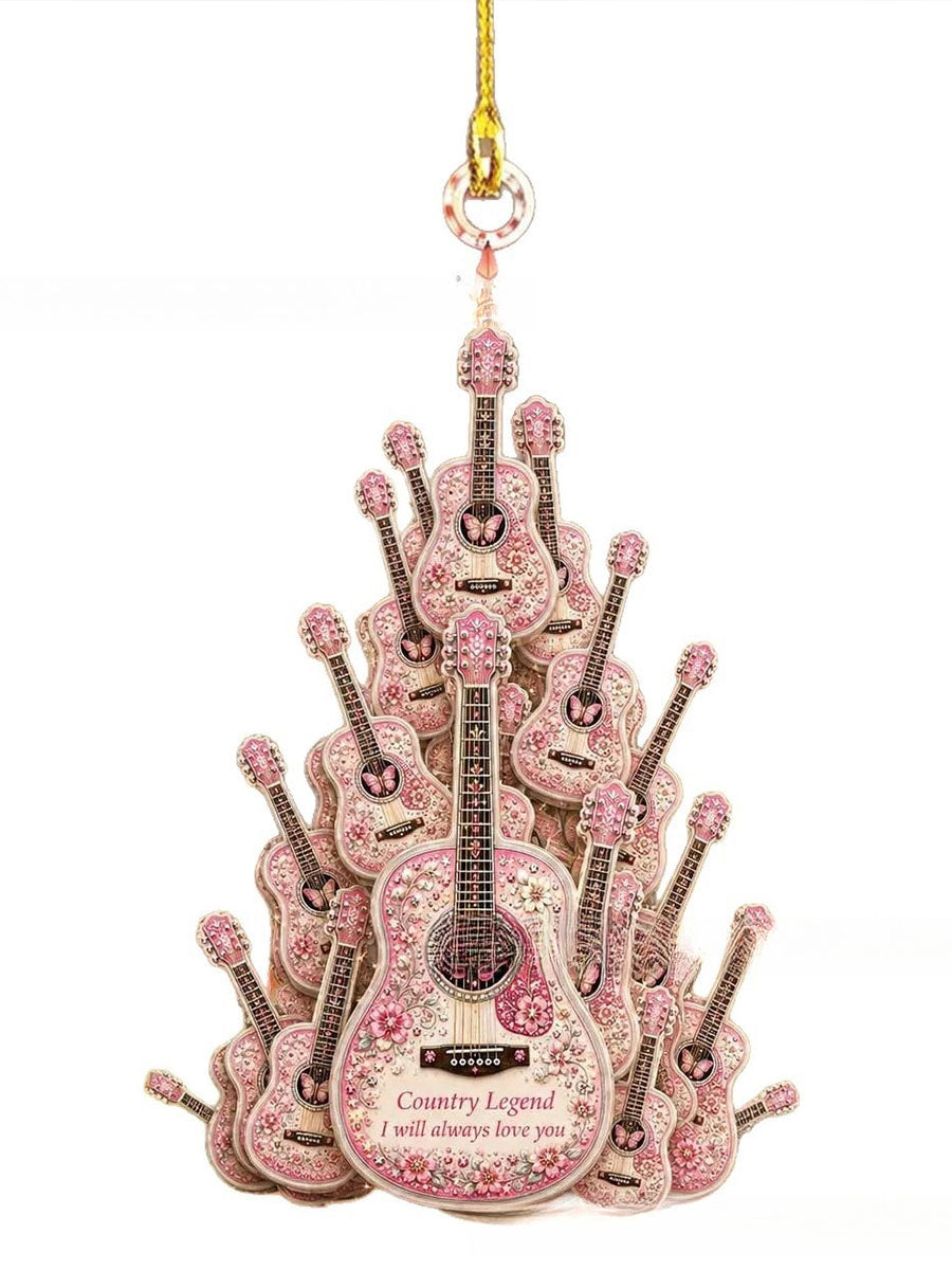 Pink Guitar Country Music Hanging Ornament