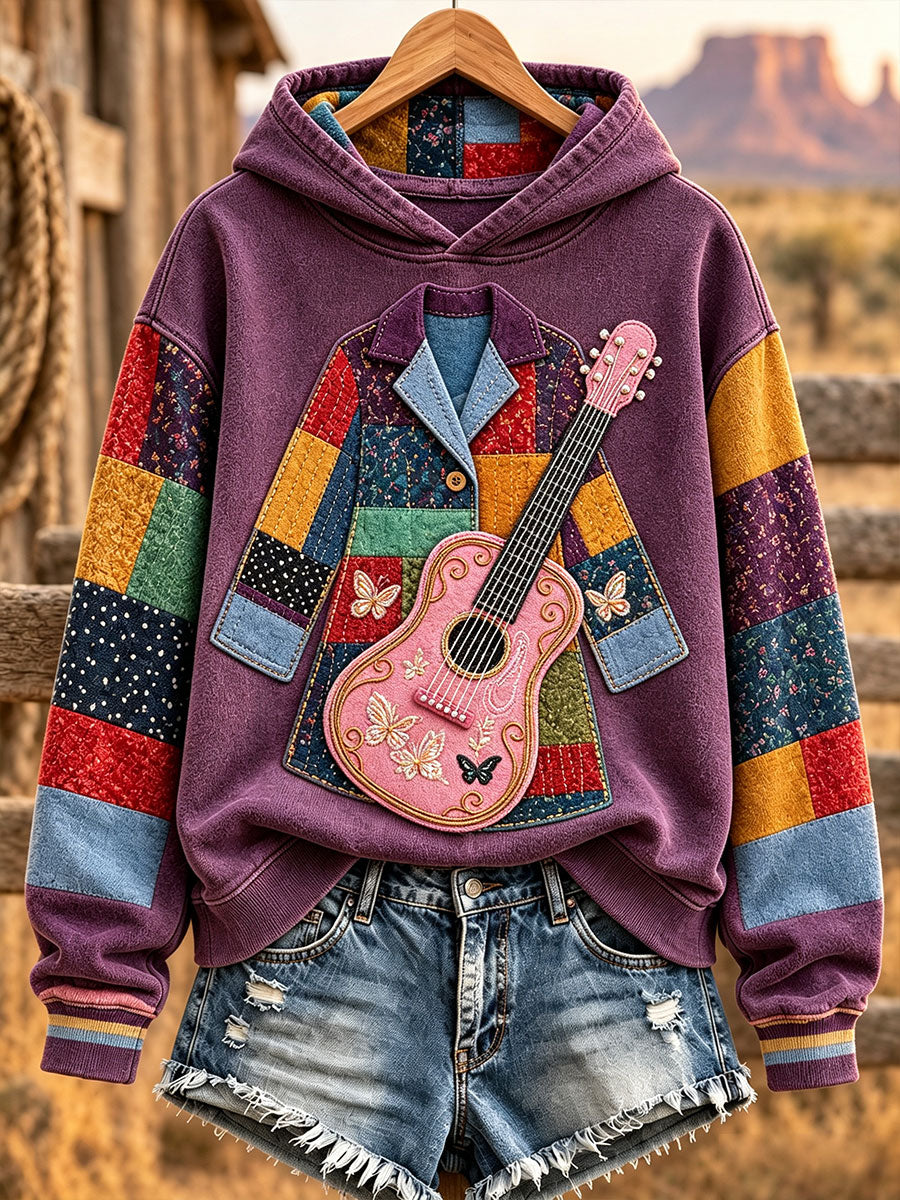 Women's colorful coat and pink guitar country music hoodies