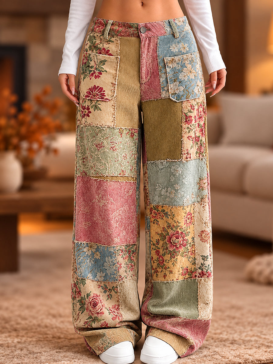 Women's Flower Art Print Trousers