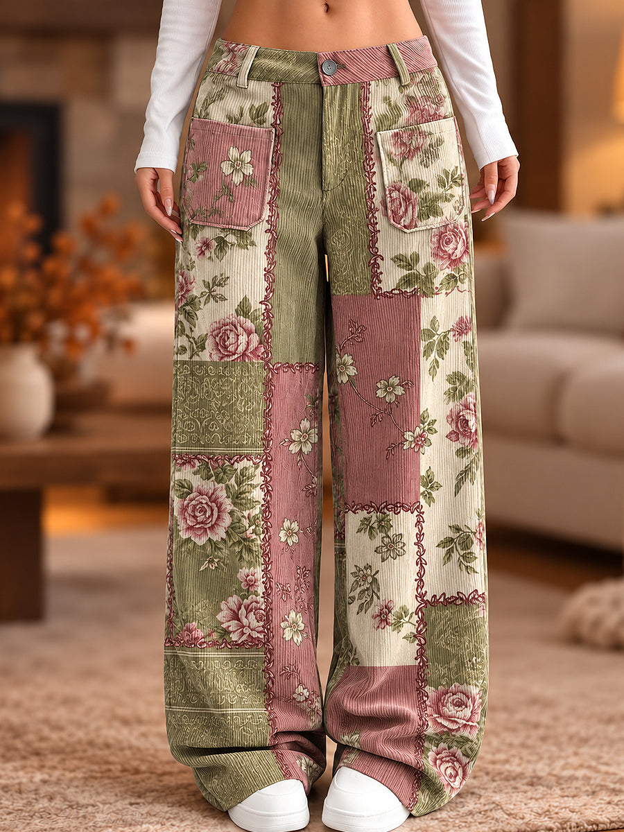 Women's Flower Art Print Trousers