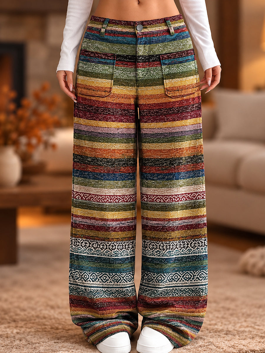 Women's Flower Art Print Trousers