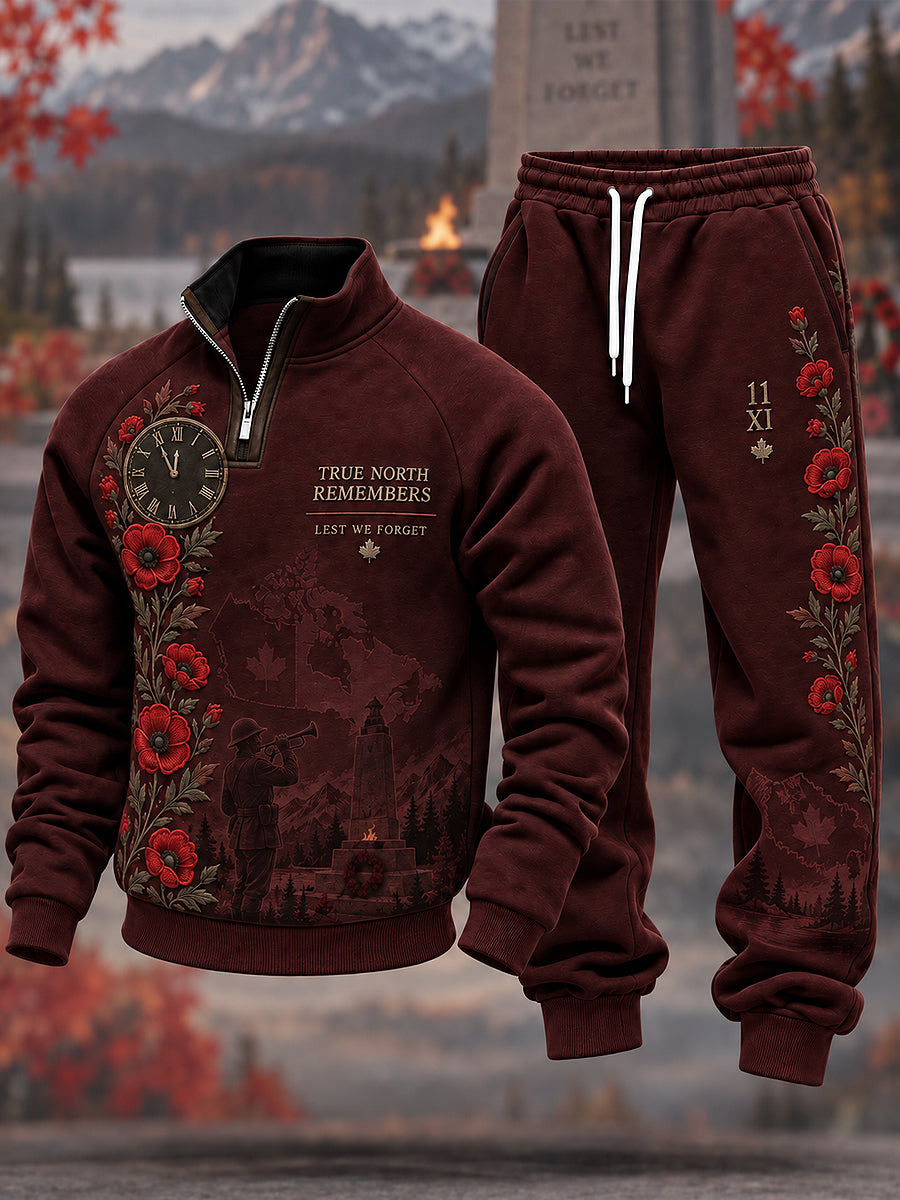 Men's Remembrance Day Art Printed Shoulder Sleeve Sports Set