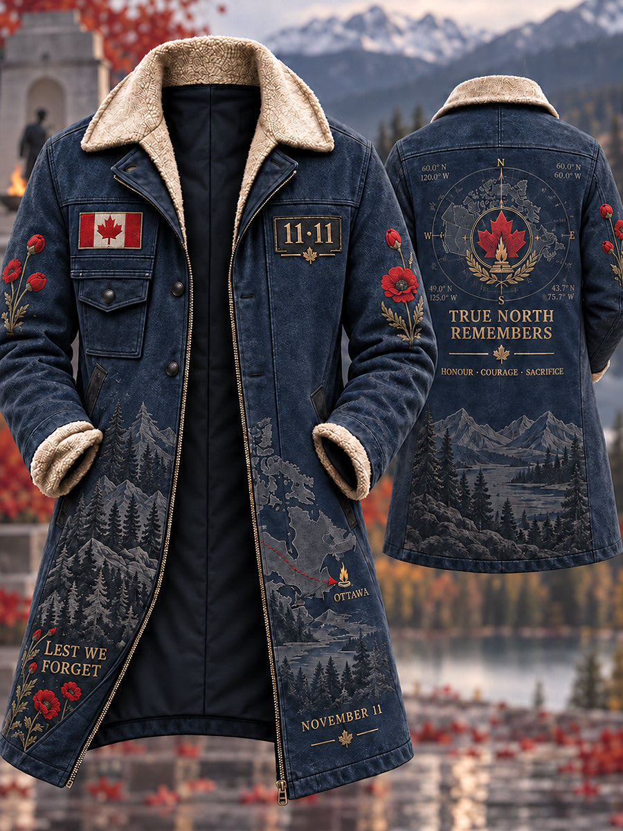 Men's Remembrance Day Art Printed Collar Coat