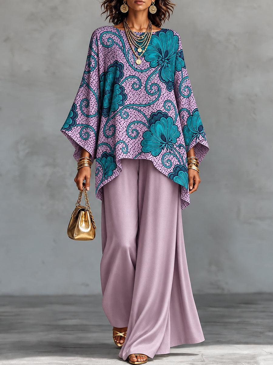 Women's Flowers Art Printed Long Sleeve Set