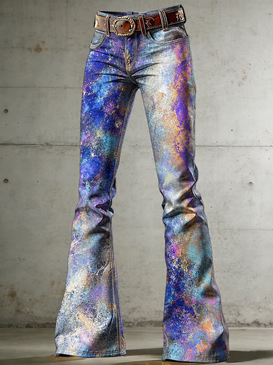 Women's Flowers Art Print Flared Trousers