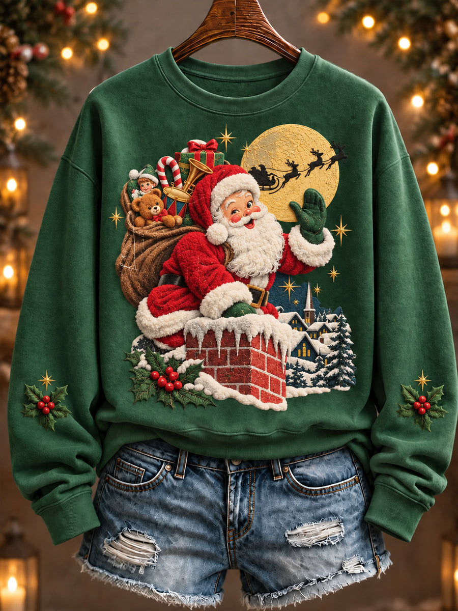 Women's Christmas Santa Claus Art Regular Sweatshirt