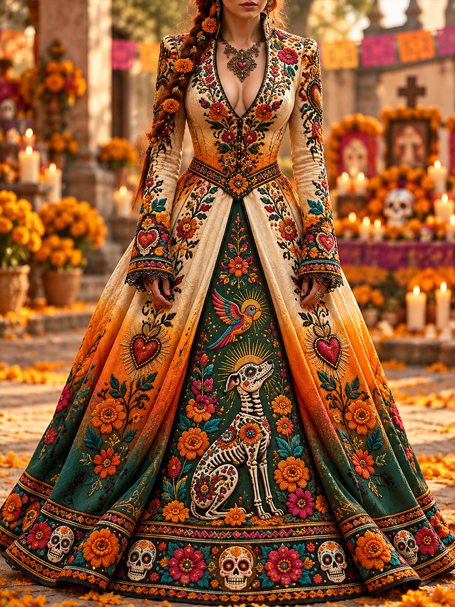 Women's Mexico's Day of the Dead Print Dress
