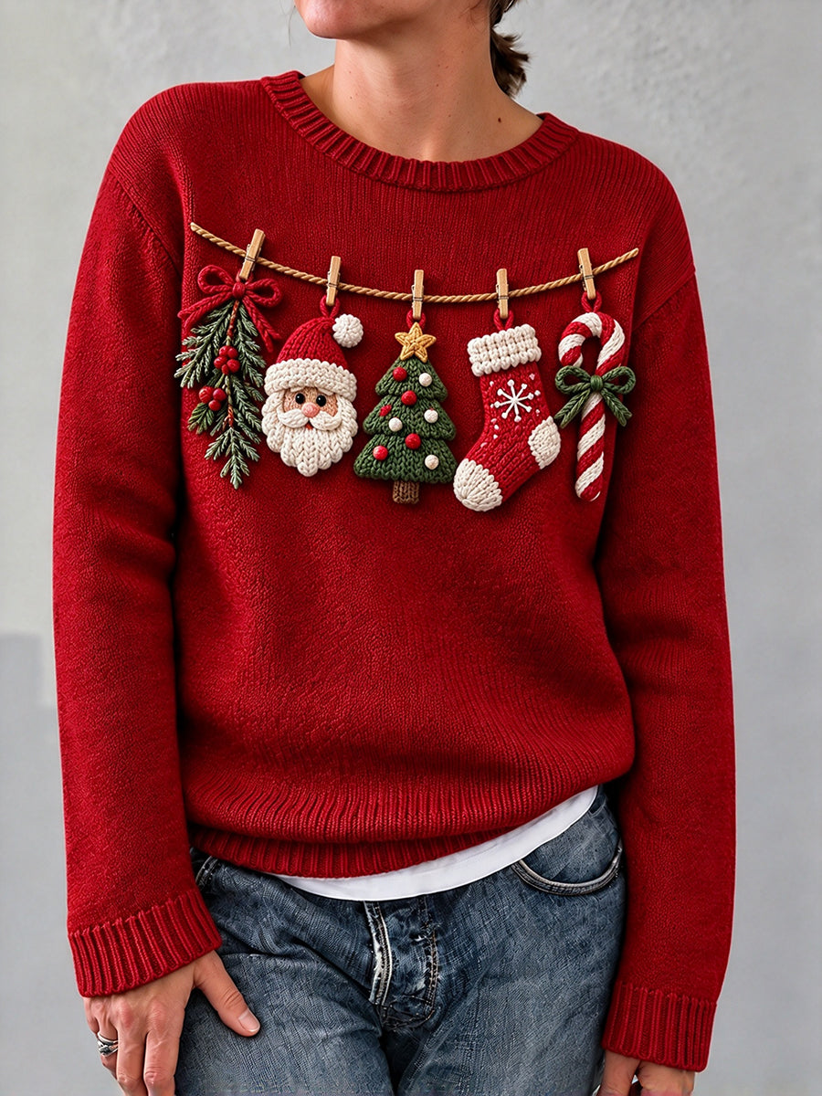 Women's Vintage Christmas Print Cozy Sweater