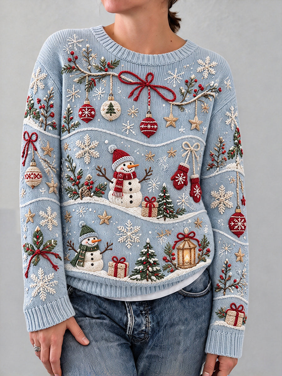 Women's Vintage Christmas Print Cozy Sweater