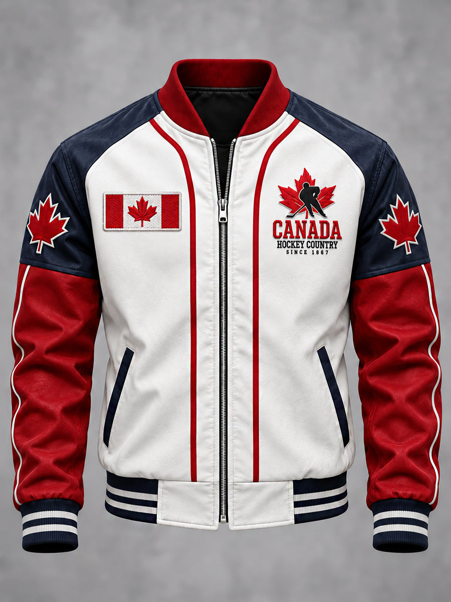 Men's Canadian Ice Hockey Printed Long Sleeved Jacket