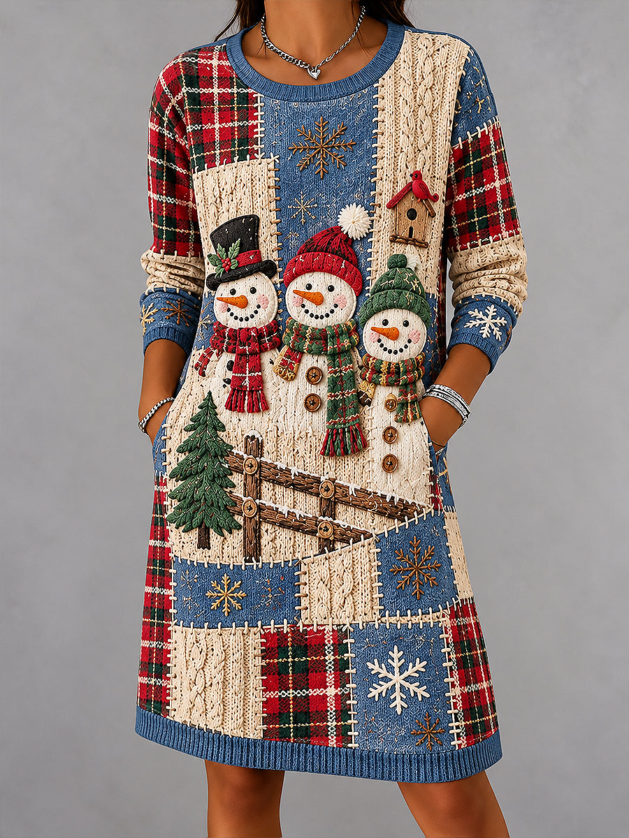 Women's Christmas Abstract Print Casual Dress