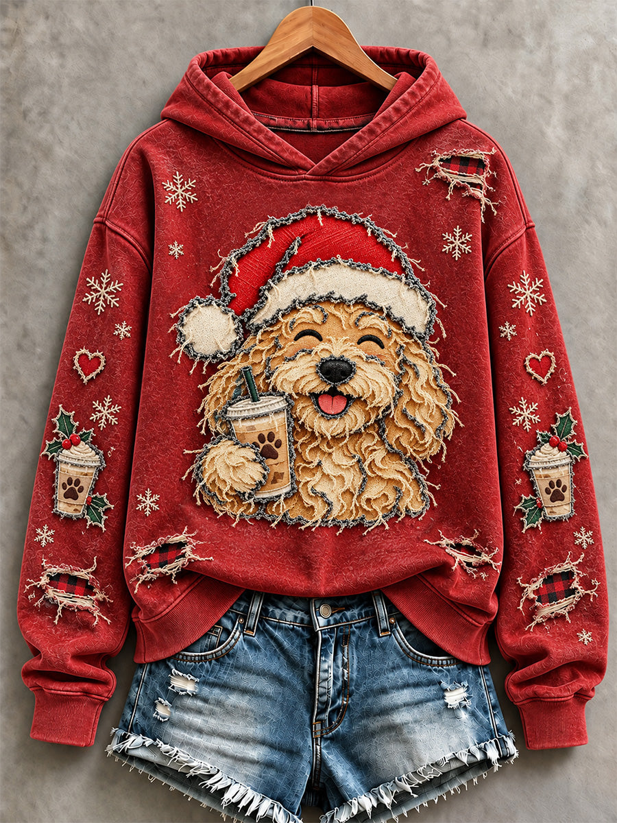 Women's Cute Christmas Dog Print Sweatshirt