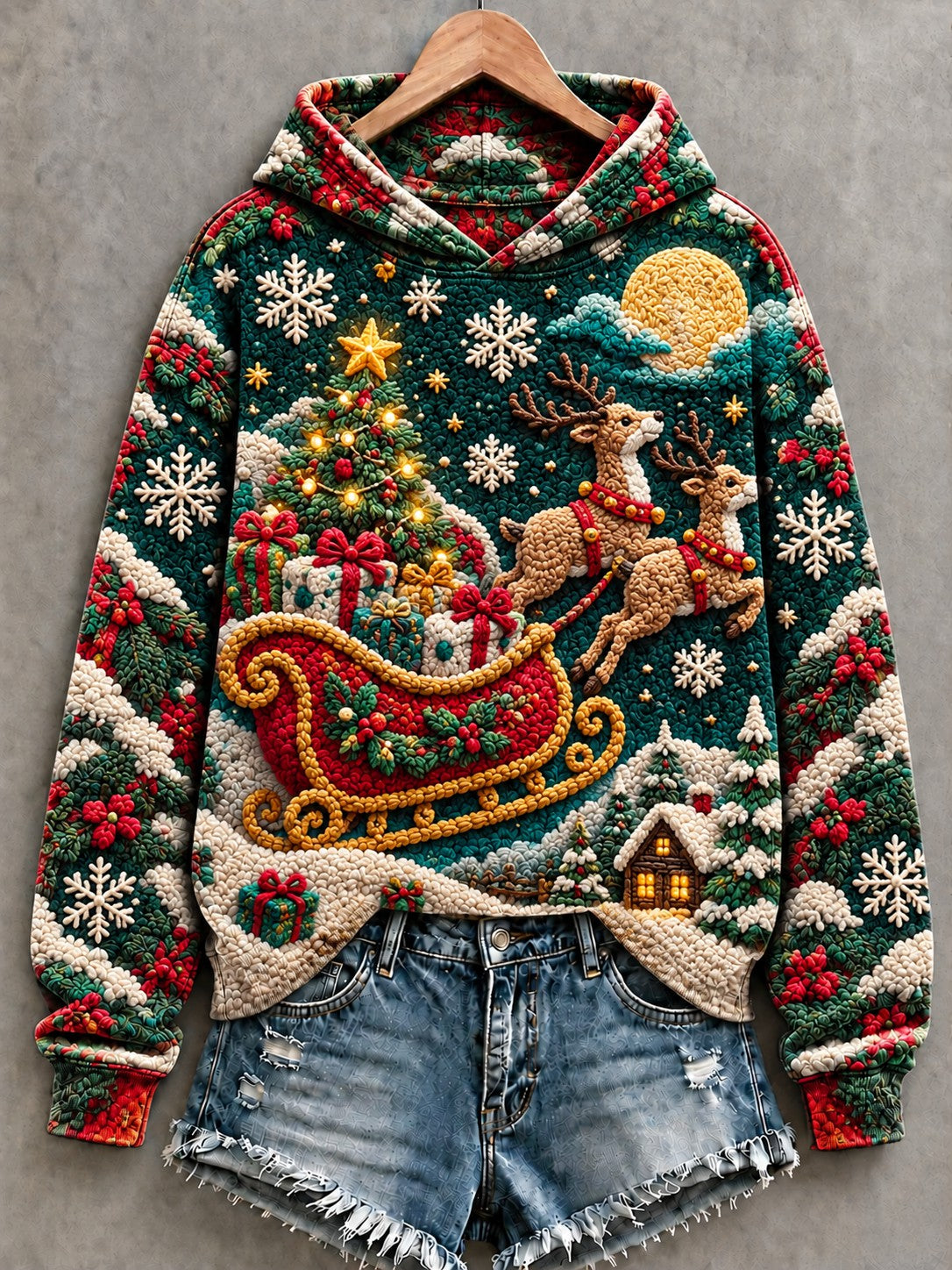 Women's Christmas Printed Hoodie