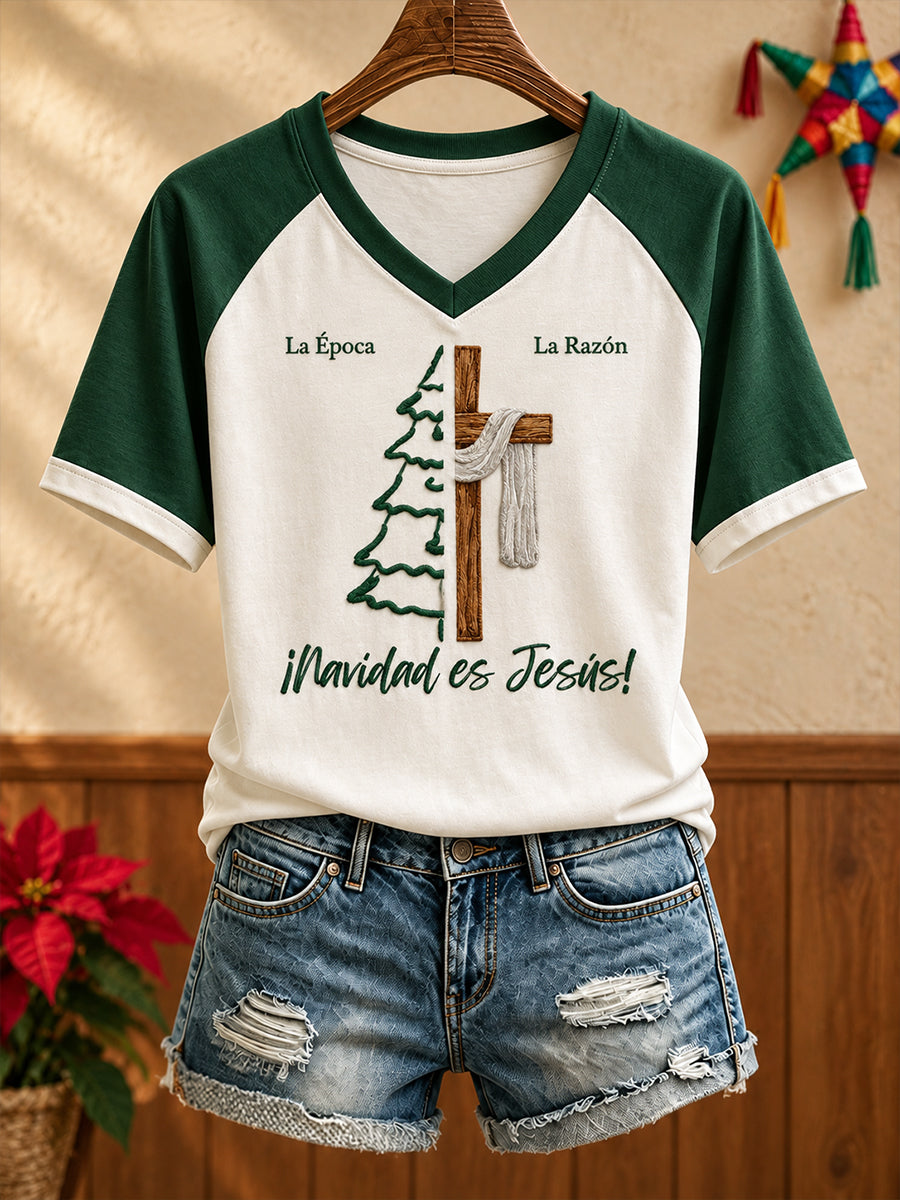 Women's Mexico Christmas Feliz Navidad Art Printed T-shirt
