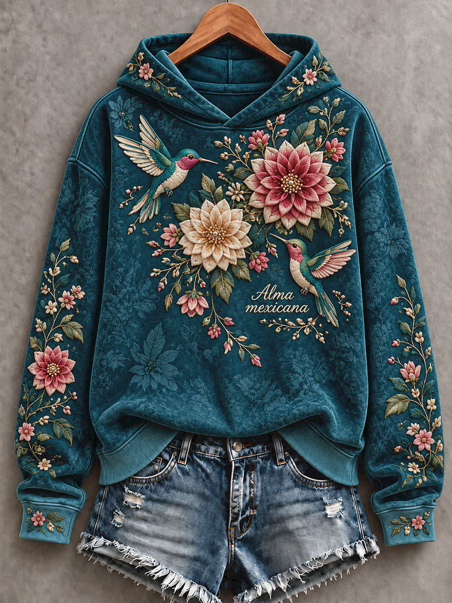 Women's Mexico Folk Culture Art Printed Hoodie