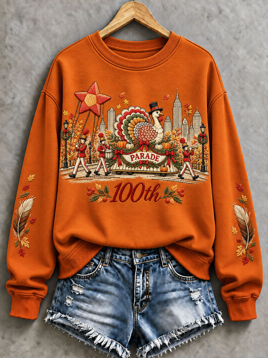 Women's Thanksgiving Day Parade Print Casual Sweatshirt