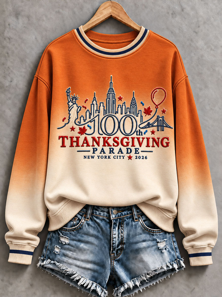 Women's Thanksgiving Day Parade Print Casual Sweatshirt