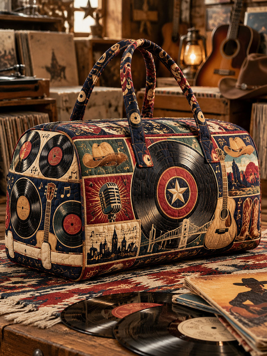 Country Music Print Quilted Travel Bag