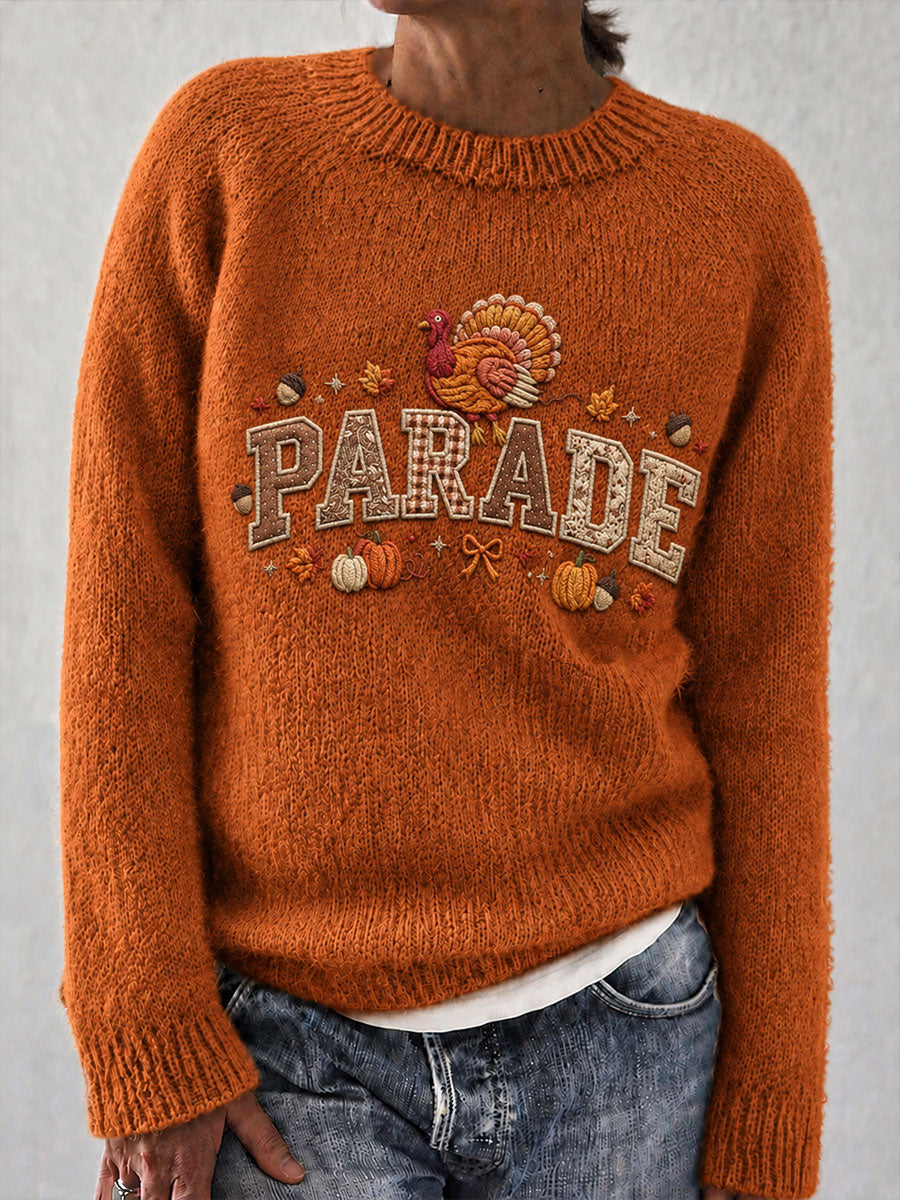 Women’s Thanksgiving Day Parade Commemorative Print Casual Sweater