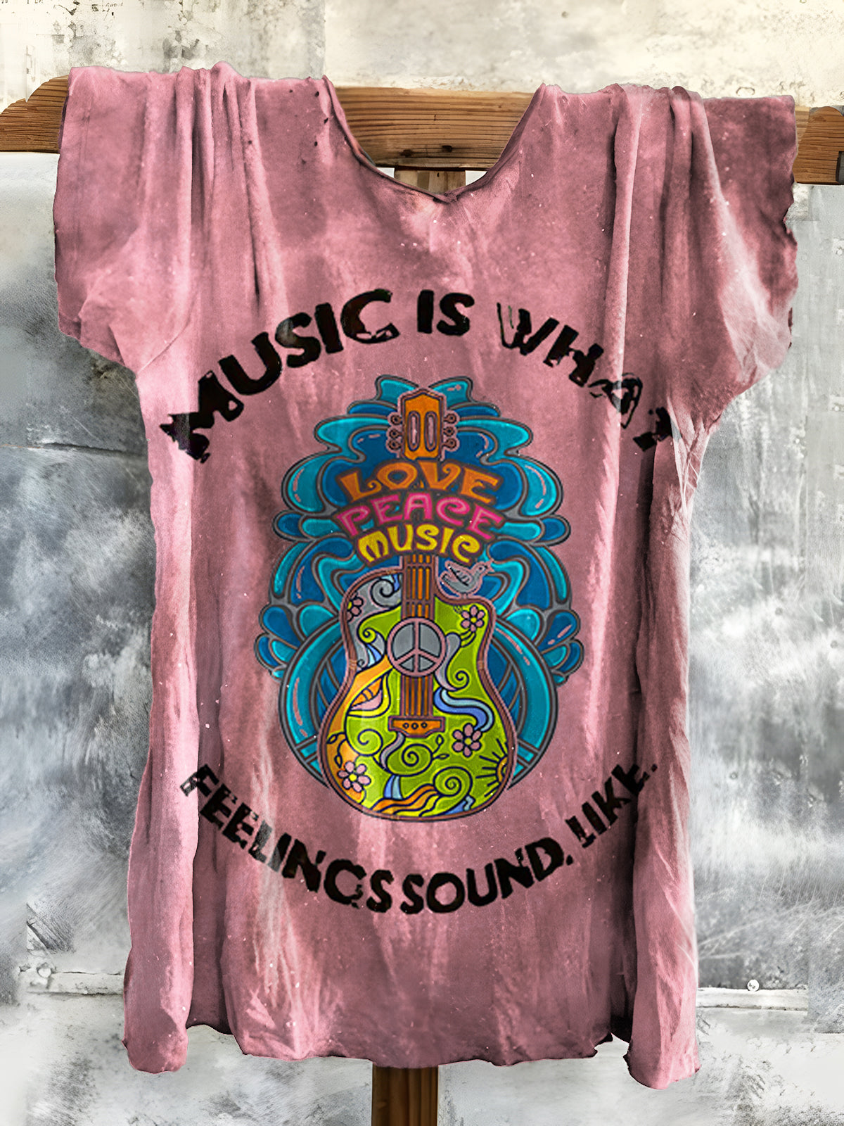 Women's Music Is What Feelings Sound Like Graphic Print Cotton Crew Tee