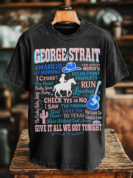Men's Retro Western Music Print T-shirt