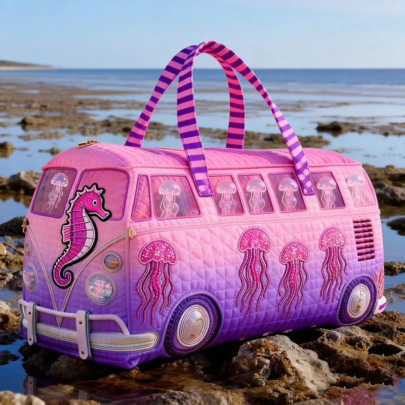 Dreamy Jellyfish Print Quilted Duffle Bag