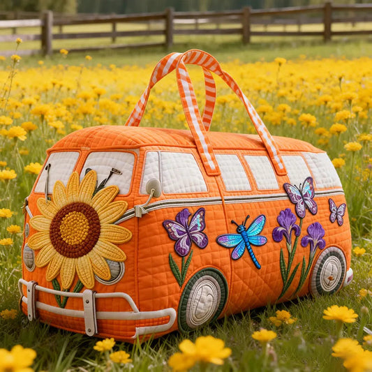 Floral And Butterfly Art Print Quilted Duffle Bag