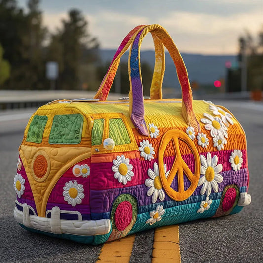 Hippie Floral Print Quilted Duffle Bag