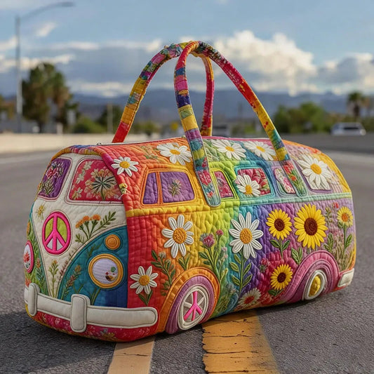 Hippie Style Print Quilted Duffle Bag