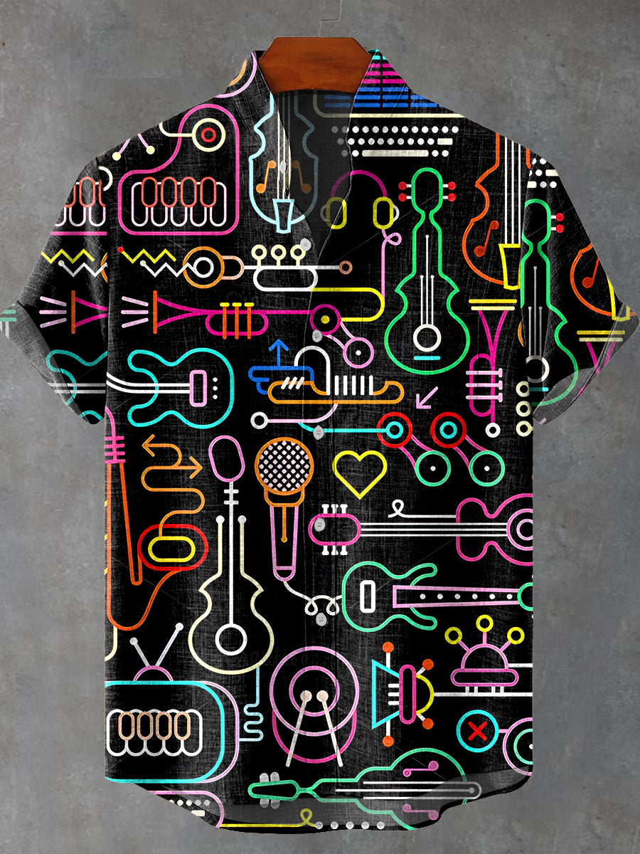 Instrument Guitar Art Print Casual Shirt