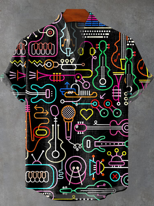 Instrument Guitar Art Print Casual Shirt