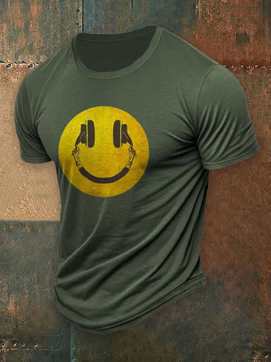 Music Lovers Printed Vintage Round Neck Athletic Short Sleeves T-Shirt