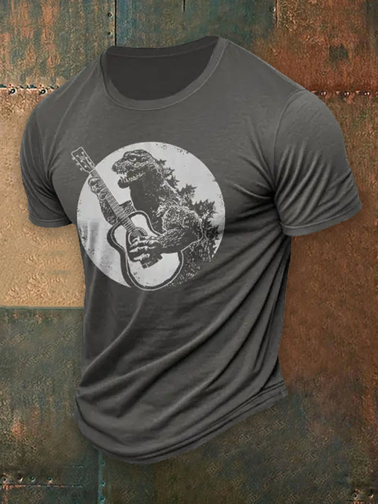 Music Lovers Printed Vintage Round Neck Athletic Short Sleeves T-Shirt