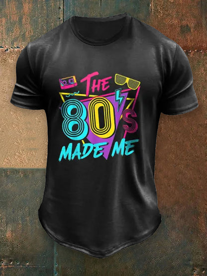 80's Music Lovers Printed Vintage Round Neck Athletic Short Sleeves T-Shirt