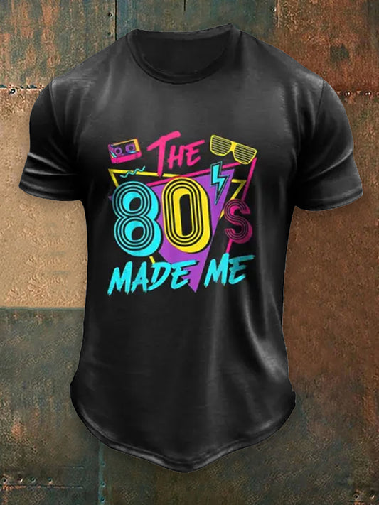80's Music Lovers Printed Vintage Round Neck Athletic Short Sleeves T-Shirt