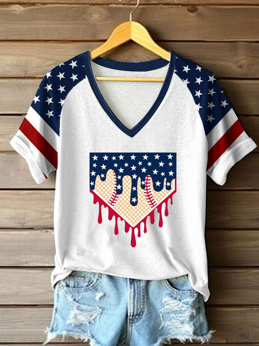Women's Baseball Print Casual T-Shirt