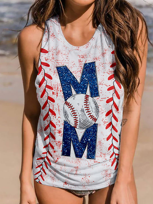 Women's baseball print vest