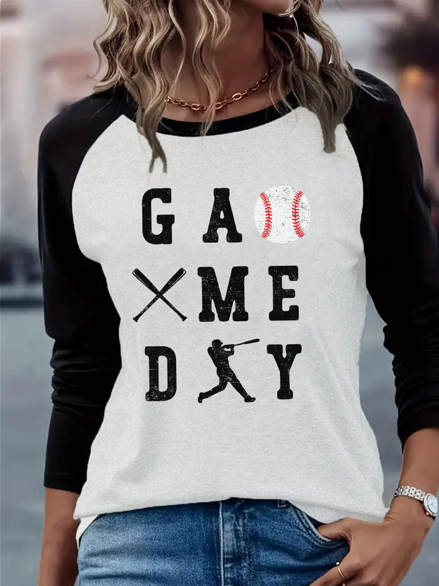 Women's Baseball Game Day Printed Casual T-Shirt