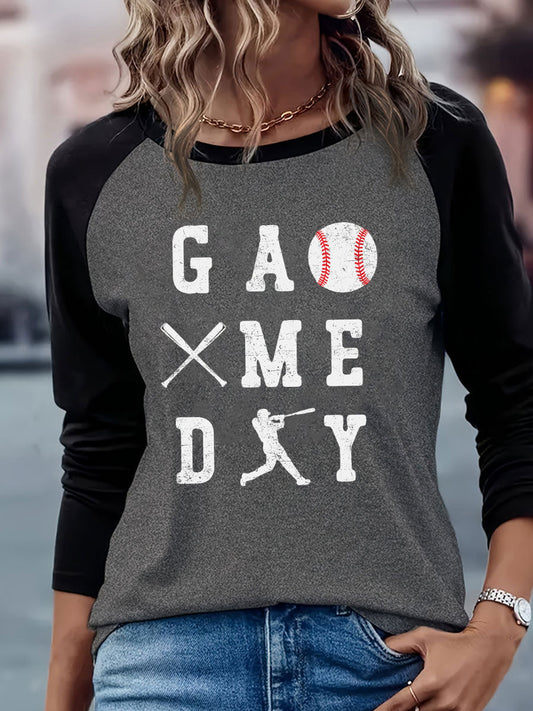 Women's Baseball Game Day Printed Casual T-Shirt