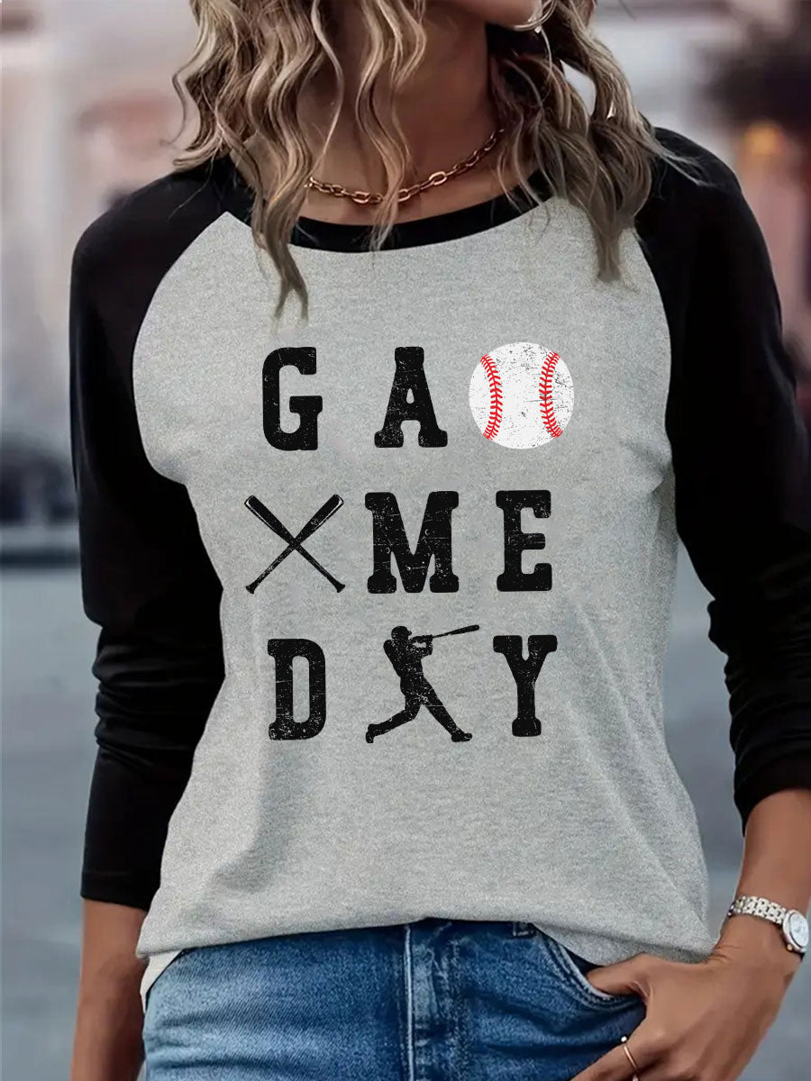 Women's Baseball Game Day Printed Casual T-Shirt