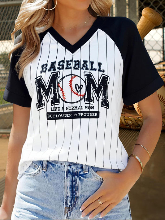 Women's baseball print T-shirt