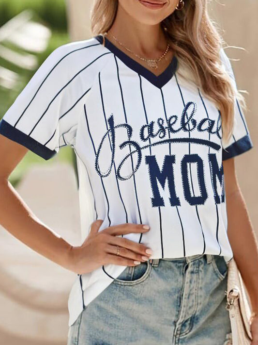 Women's baseball print T-shirt