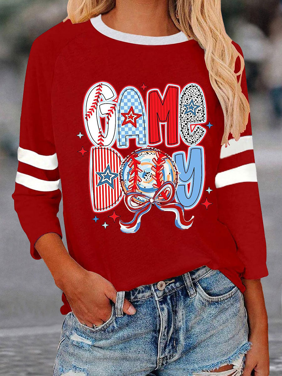 Women's Baseball Game Day Printed Casual T-Shirt